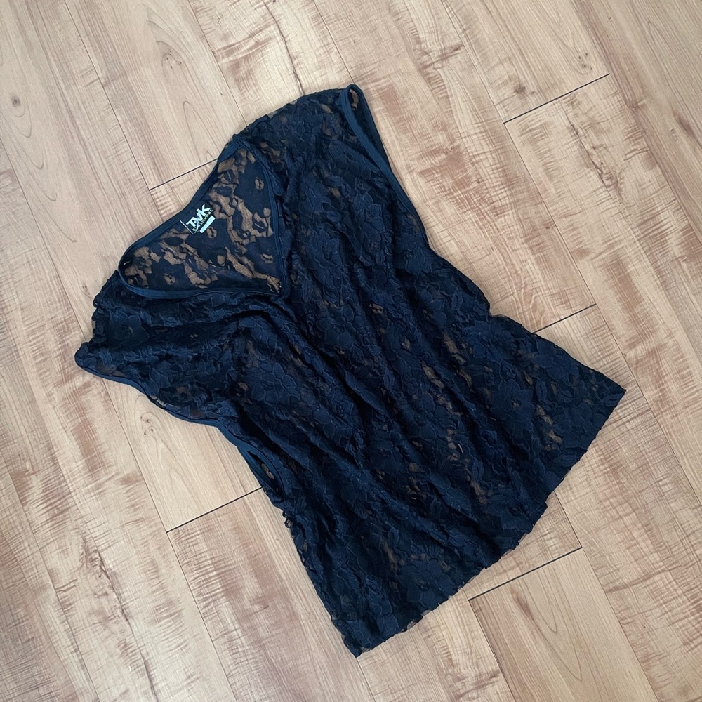 Vintage Oversized Black Lace Wide Coverup Sheer Top
